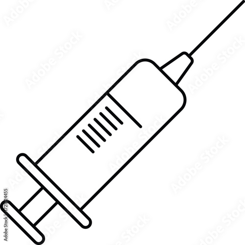Medical syringe icon with needle for healthcare and pharmaceutical use vector