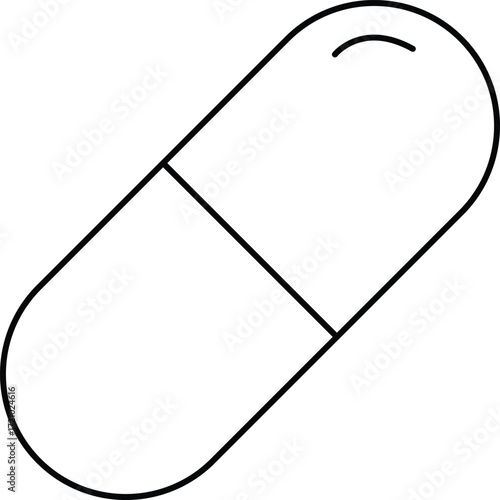 Simple outline icon of a medical capsule medicine pill shape for health and pharmacy themes vector