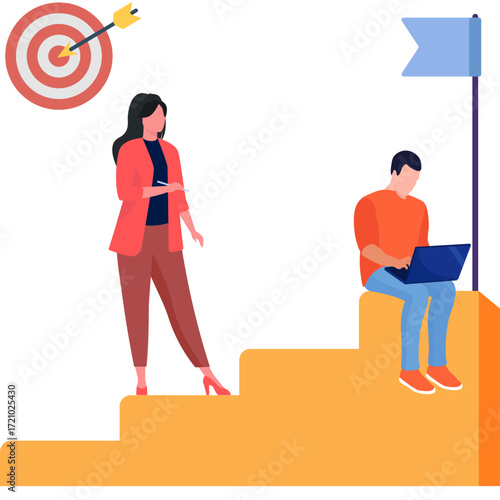 Businessman with Career growth Illustration