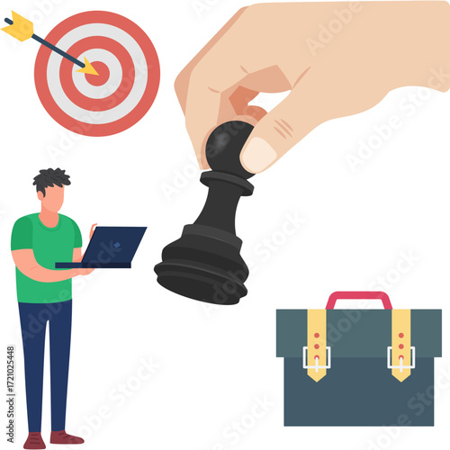 Businessman working on Business Strategy Illustration