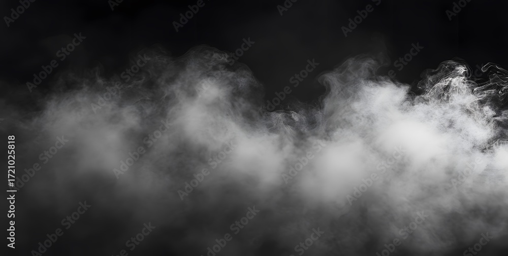 Fototapeta premium Dramatic swirling smoke against black background in abstract design