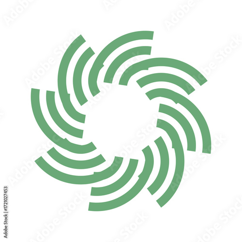 Abstract green curve circle line art frame isolated flat style design.