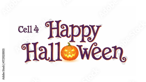 Happy Halloween Greeting Card: A festive Happy Halloween card features the iconic pumpkin image, and the cheerful message on a white backdrop perfect for the spooky season.