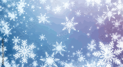 Blue frosty background illustration with detailed snowflakes, symbolizing festive winter season, cold holiday mood, and elegant decorative design