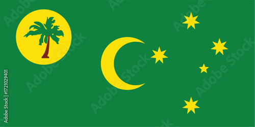 Authentic Cocos (Keeling) Islands Flag, Original Colors, Official Size