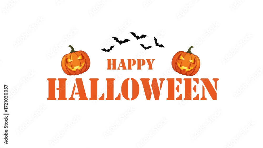 Obraz premium Happy Halloween: A festive Halloween scene, featuring carved pumpkins with glowing faces, and bats against a seasonal themed celebration.