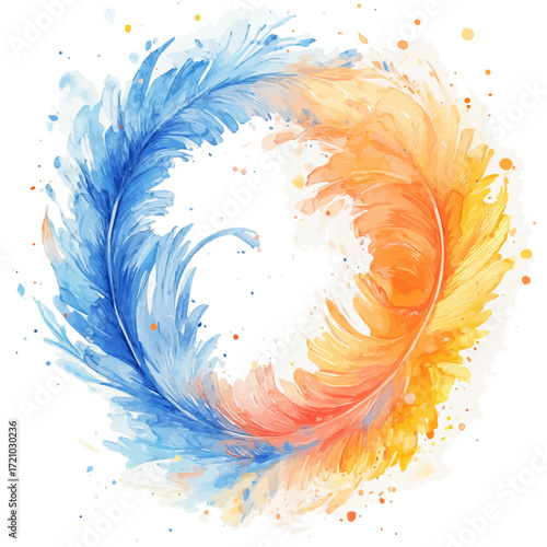 watercolor vector of Feather Boa, isolated on a white background.