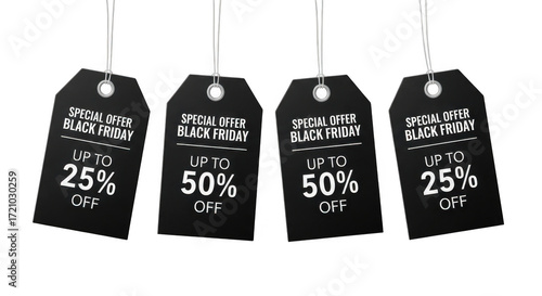 Wallpaper Mural Black friday sale tags featuring up to 50% off discounts announcement isolated on transparent background Torontodigital.ca
