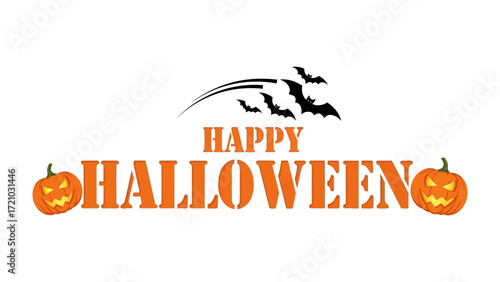 Happy Halloween! A spooky vector design with vibrant pumpkins, playful bats, and festive typography, conjuring the essence of Halloween. 