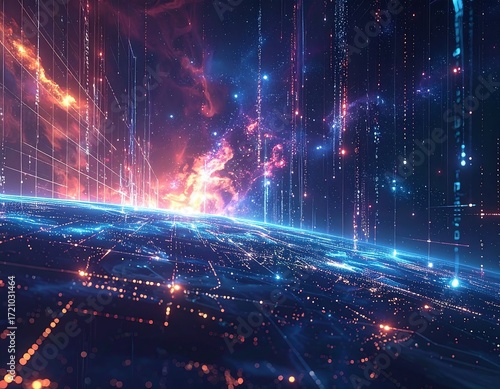 Digital planet, vibrant energy