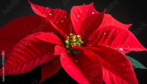 Vibrant red flower with water droplets