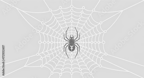 Spider in Intricate Web Design for Halloween and Gothic Themes