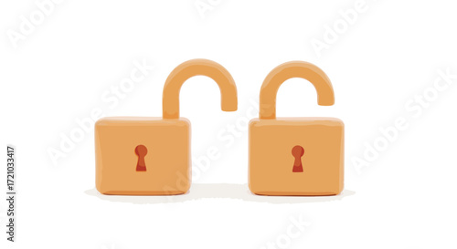 Unlock possibilities with these two open padlocks, symbolizing freedom, security, and opportunities, perfect for your next project
