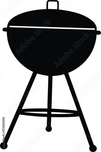 bbq charcoal grill silhouette vector, outdoor cooking grill illustration
