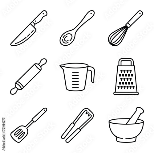Kitchen utensils collection cooking baking