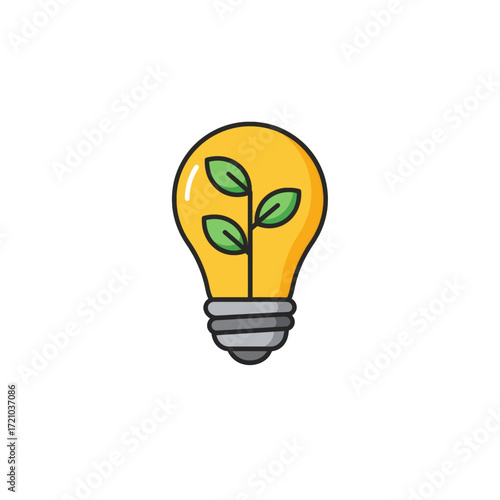 Eco-friendly light bulb with a growing plant inside, symbolizing green energy and new ideas for a sustainable future