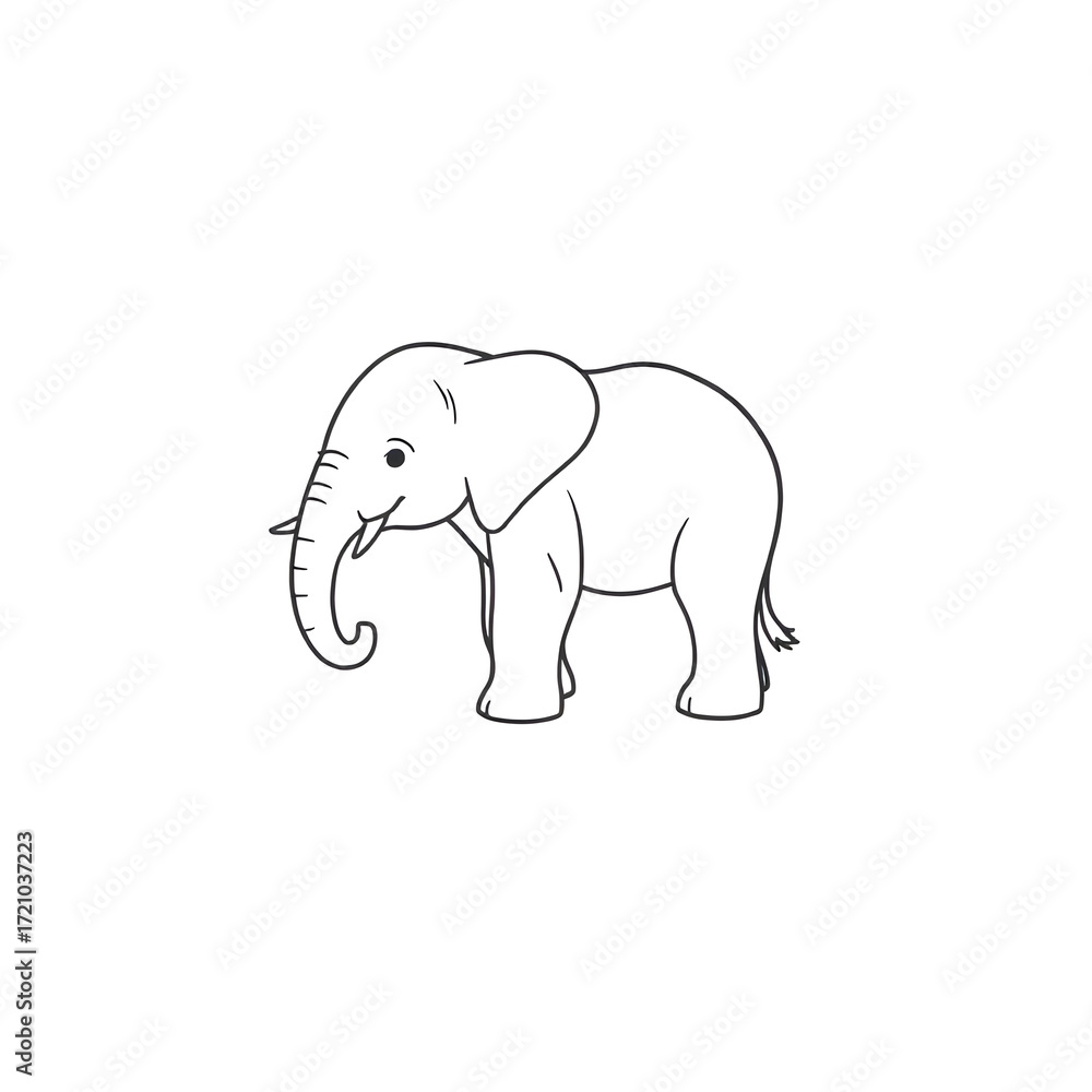 Fototapeta premium Elephant, the drawing is made in a minimalistic style and reflects the essence of the object with a single continuous line.