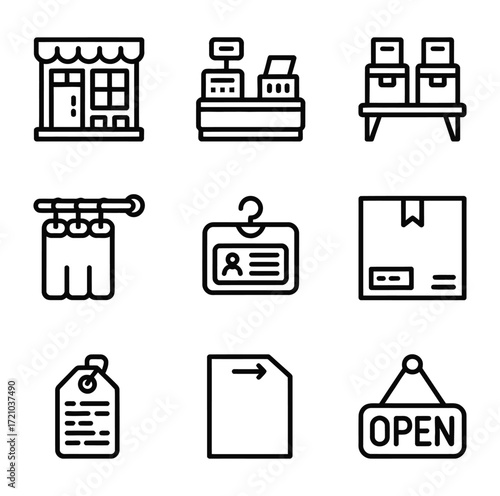Shop retail icons store business