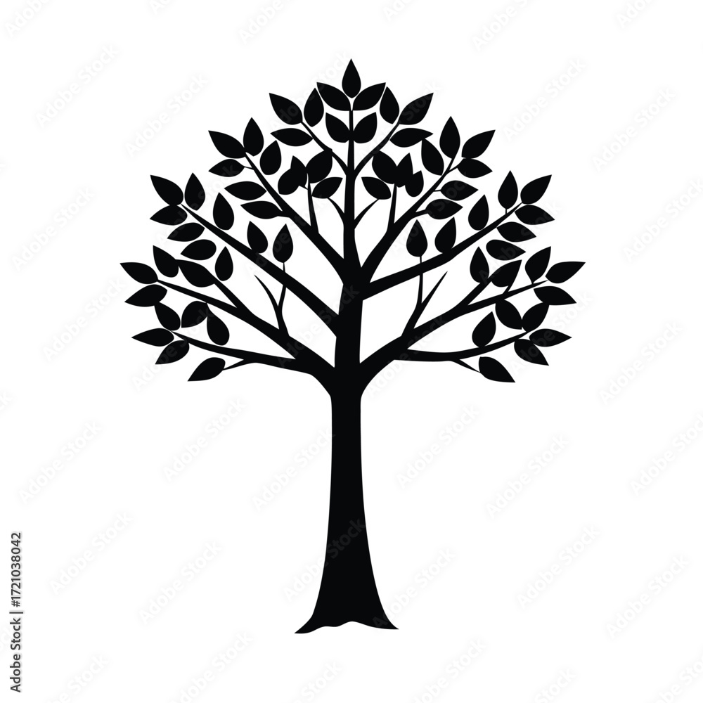 Obraz premium Simple Tree Silhouette, Minimal Tree Silhouette, Black Tree Outline, Nature Tree Silhouette, Isolated Tree Vector