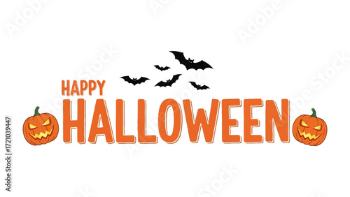 Happy Halloween: Spooky pumpkin smiles and swooping bats bring a cheerful greeting for Halloween, showcasing a festive spirit of October!