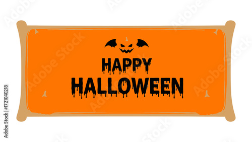 Halloween Sign: A festive Halloween sign, featuring bold text and a spooky silhouette, perfect for invitations and decorations for the autumn season.