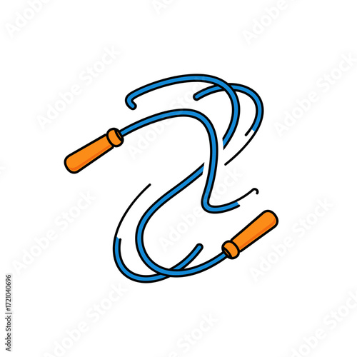 Cartoon Jump Rope with Orange Handles and Blue Cord.