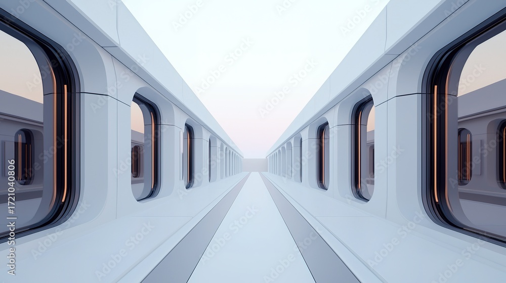 Obraz premium Futuristic university corridor breathtaking ai-generated design gigapixel quality modern environment wide view