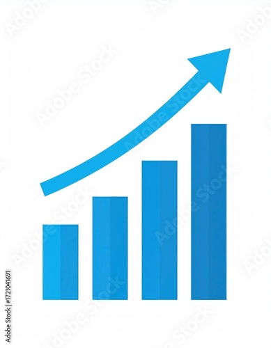 Free Download Ascending Blue Bar Graph with Arrow on White Background, Growth Concept - GFXLoad