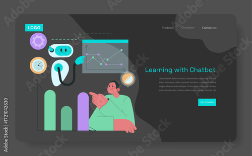 Interactive Chatbot Learning Interface Vector Illustration