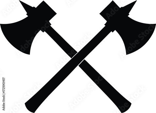 double axe vector art, crossed weapon silhouette
