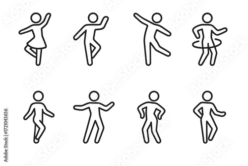 Abstract dance poses set on dark background