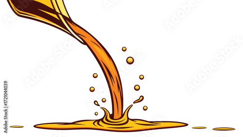Pouring orange juice on a white background. Vector illustration of pouring orange juice.