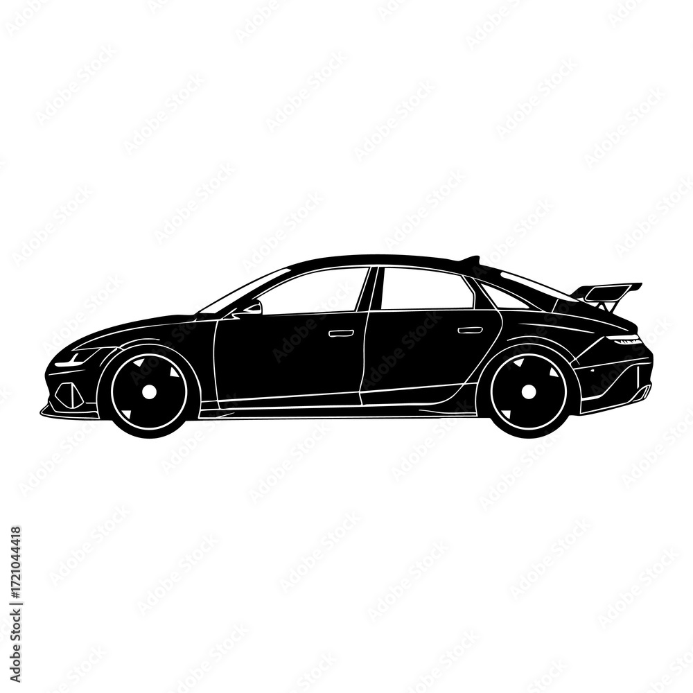 Obraz premium Sleek Black Car Silhouette Modern Automotive Design Illustration
