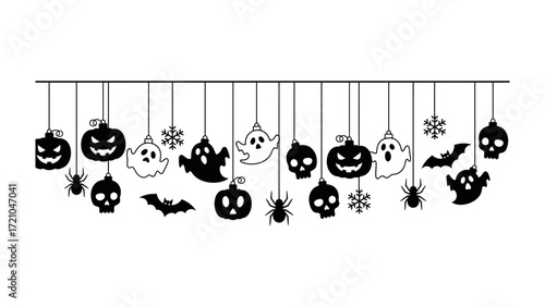 Halloween Garland of Spooky Delights: This Halloween-themed garland features a collection of spooky ornaments, capturing the spirit of the season. 
