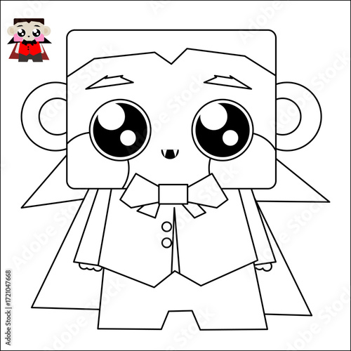 Coloring pages for kids. Halloween. Vampire in a cloak.