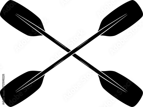 two paddles crossed each other, black silhouette
