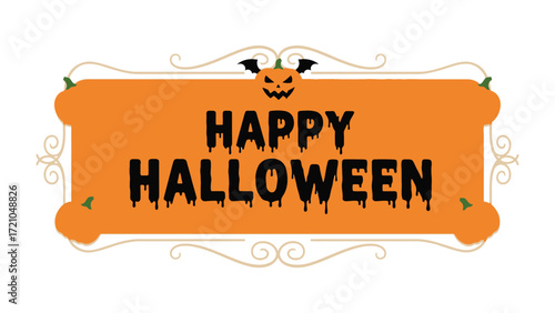 Happy Halloween Banner: A festive and vibrant Halloween banner, perfect for spreading spooky cheer. This colorful banner features classic Halloween imagery. 