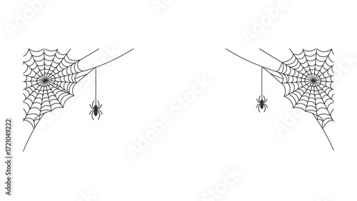 Spiderwebs and Spiders: Two detailed spiderwebs, each hosting a spider hanging delicately, creates a unique scene. Ideal for projects or Halloween decorations.