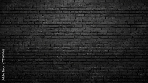 black brick wall background, dark grunge texture with copy space.
