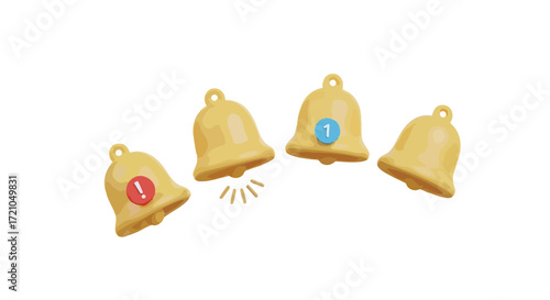 Get notified and stay informed with these vibrant alert notification bells, perfect for app interfaces, website updates, and social media reminders