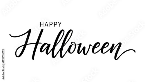 Happy Halloween: A festive calligraphy celebrating the spooktacular holiday in a playful, eye-catching design. Capturing the essence of autumn's most anticipated celebration.