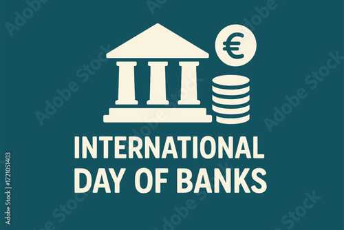 International Day of Banks Flat Vector Illustration with Finance Icons