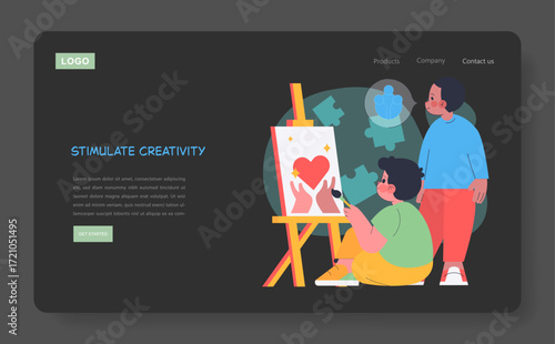 Creative Expression with Child Painting Vector Illustration