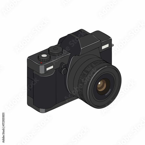 Isometric Detailed Digital Single Lens Reflex Camera Electronic Equipment
