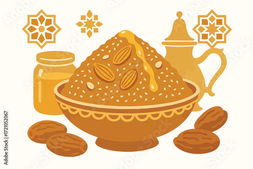 Sellou Moroccan Dessert  Decorative Serving Elements