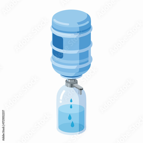 Isometric Detailed Plastic Water Cooler Dispenser Appliance Illustration