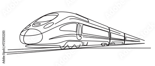 High-Speed Train One Line Illustration. Vector drawing capturing the essence of a modern train. one line Icon drawing with white background
