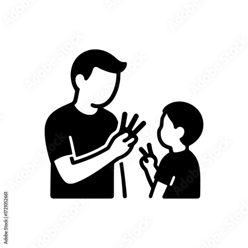 Father teaching counting icon