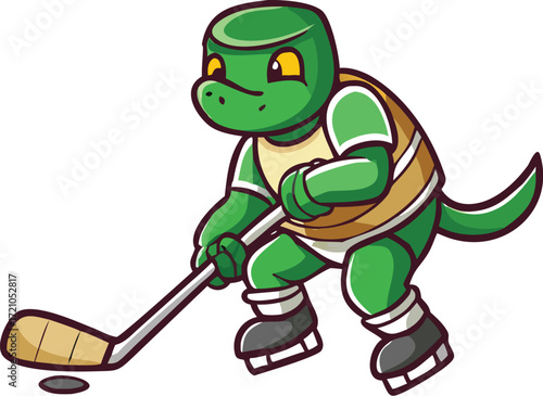 Funny turtle cartoon zombie with a sword vector illustration