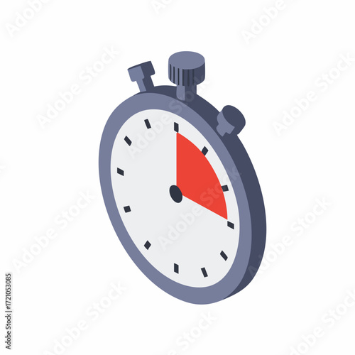 Isometric Illustration Stopwatch Timer Deadline Urgent Countdown App Design Element